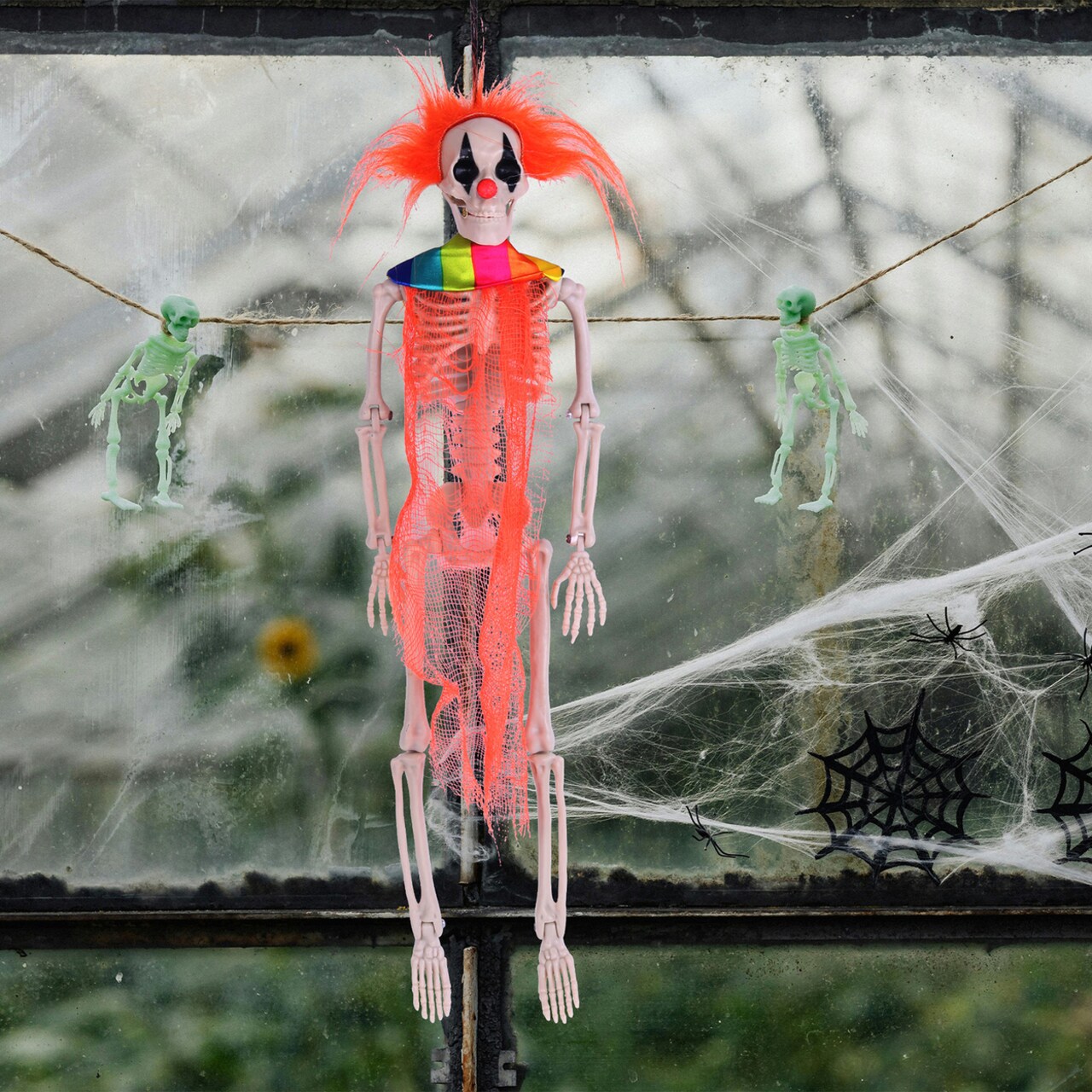 40Cm Halloween Hanging Skeleton Movable Joints Spooky Clown Skeleton Decoration Indoor Outdoor Haunted House Skeleton